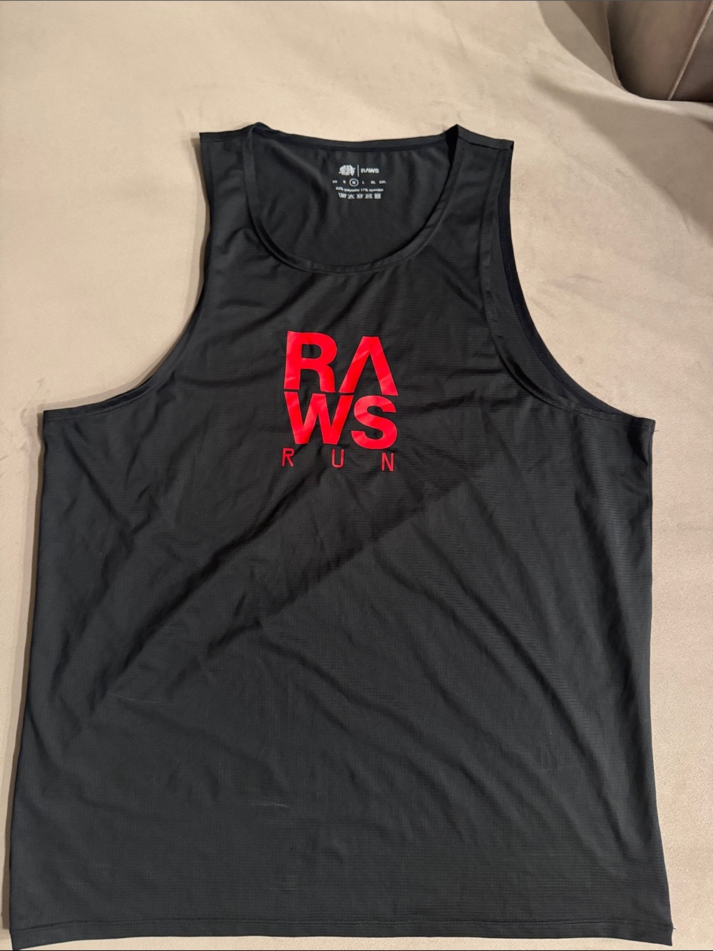 Men's Black Tank Top with Red Logo